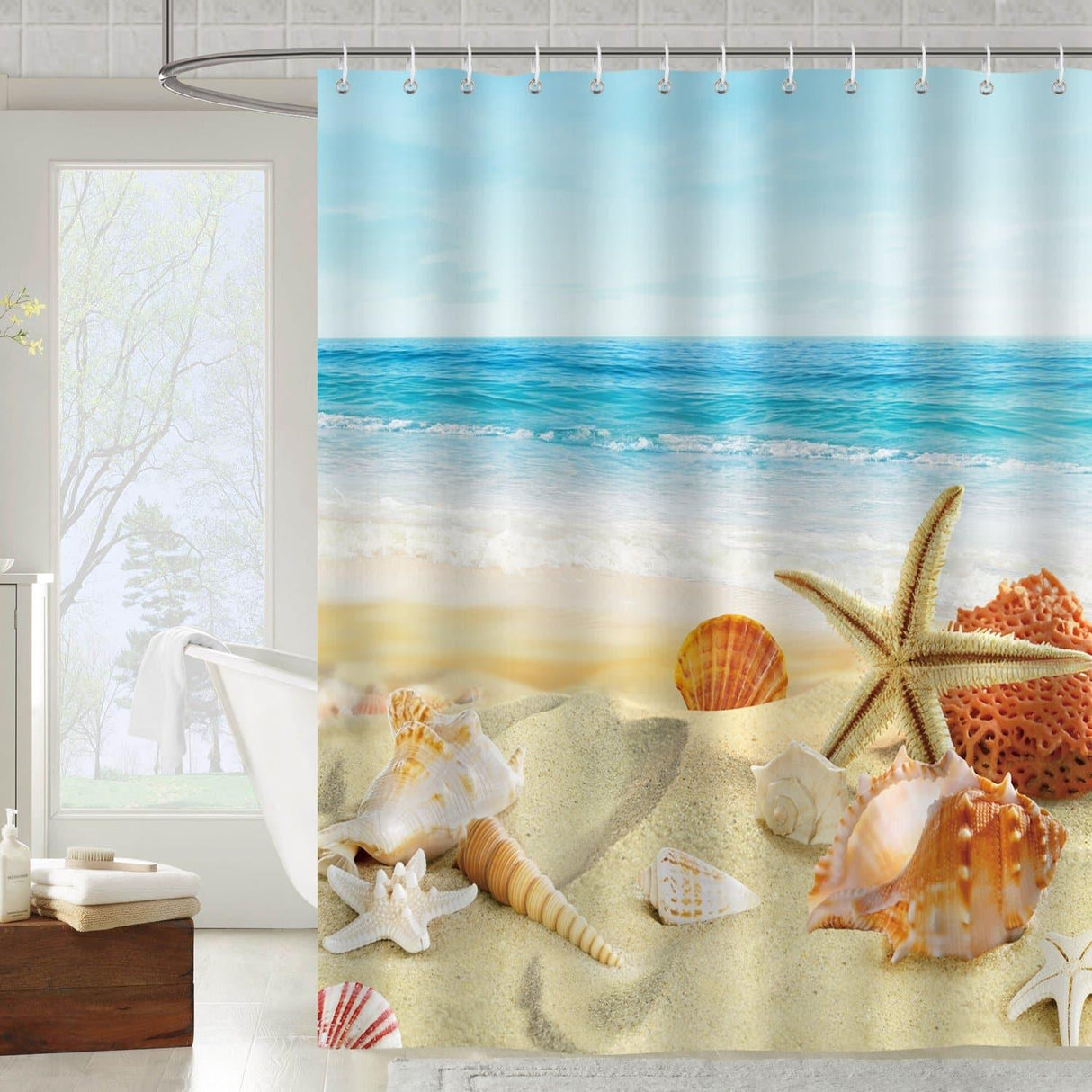 Beach Seashell Shower Curtain