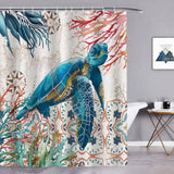 Sea Turtle Coral Shower Curtain