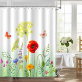 Garden Flower Butterfly Shower Curtain