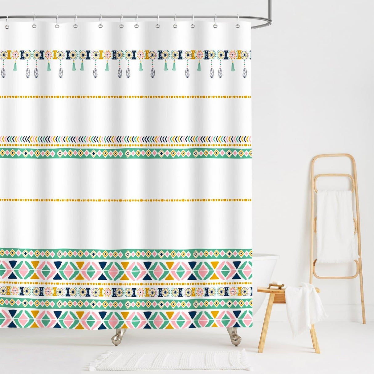 Boho Colorful Geometric Shower Curtain