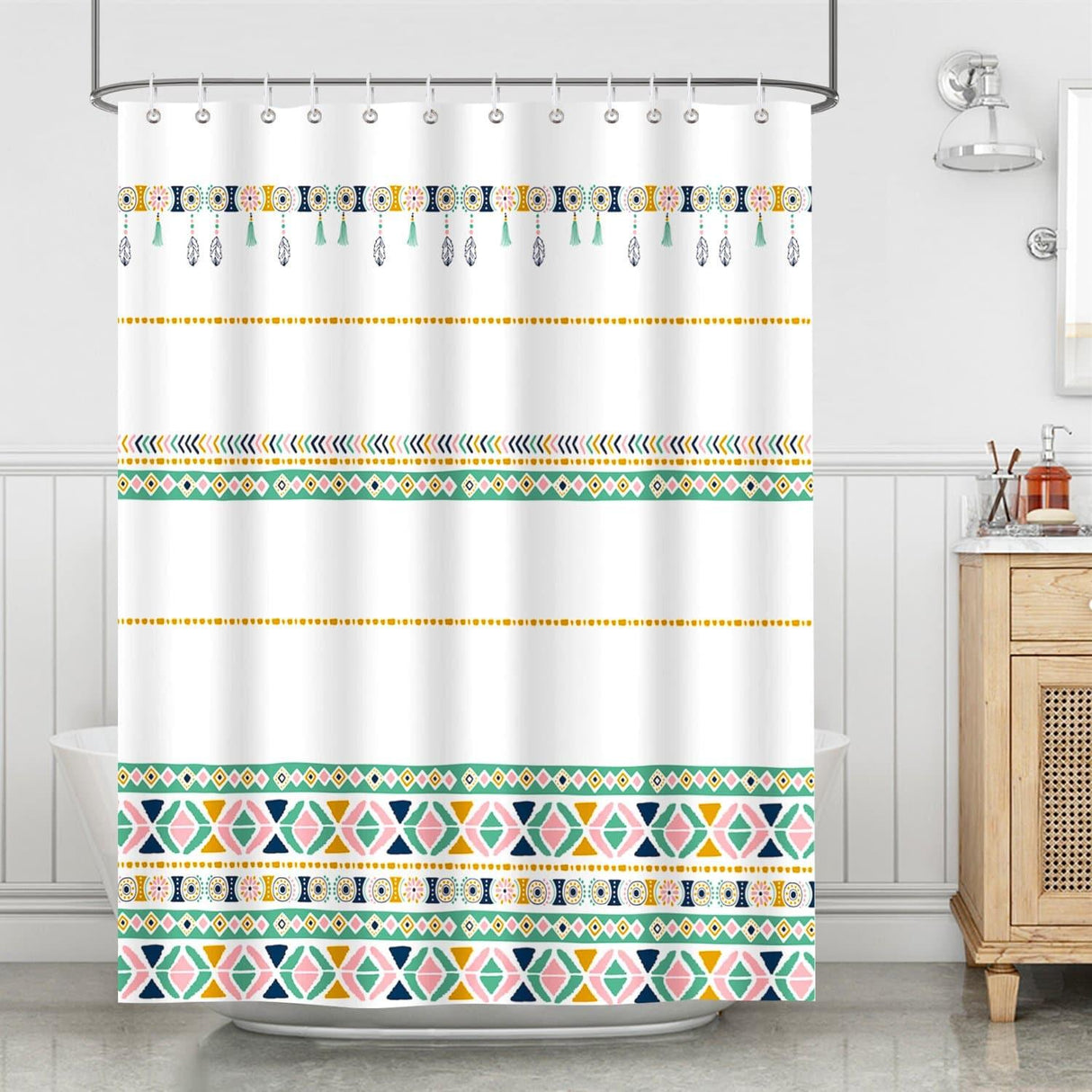 Boho Colorful Geometric Shower Curtain