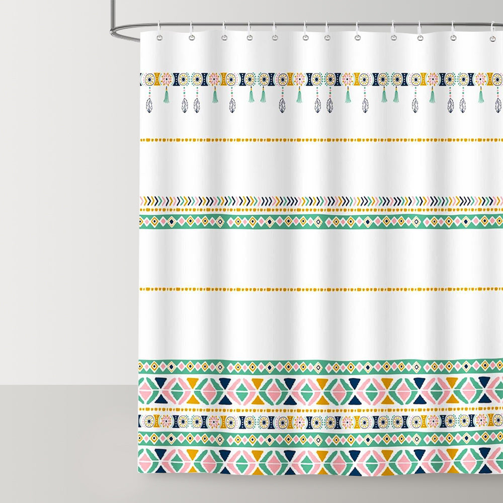 Boho Colorful Geometric Shower Curtain