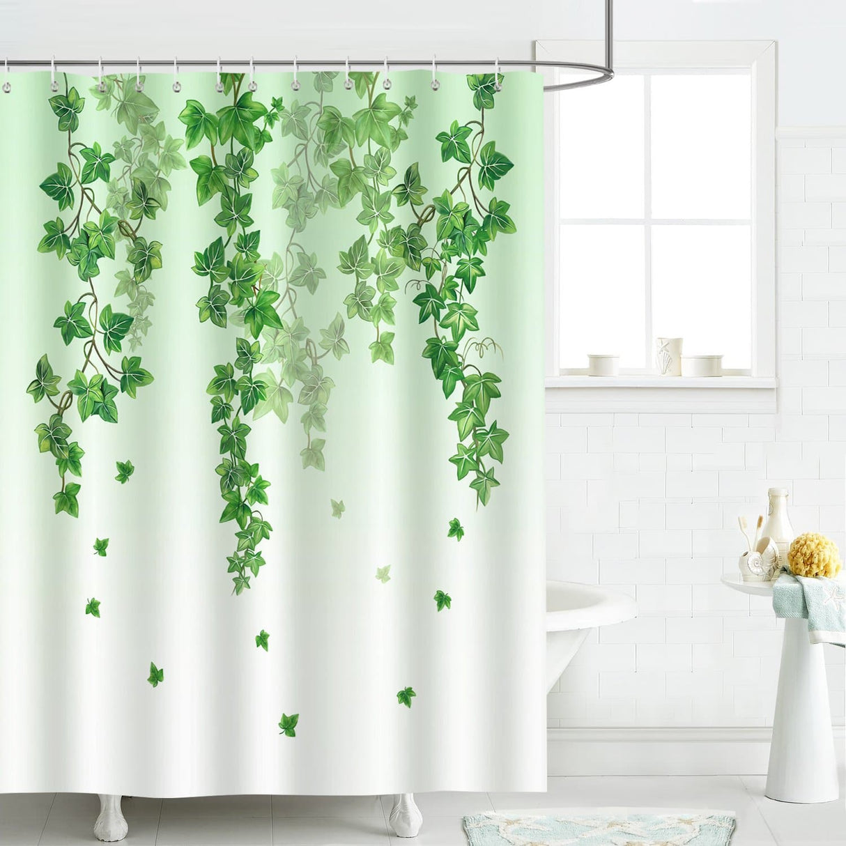 Green Ivy Leaves Shower Curtain