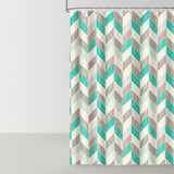 Green Striped Geometric Shower Curtain