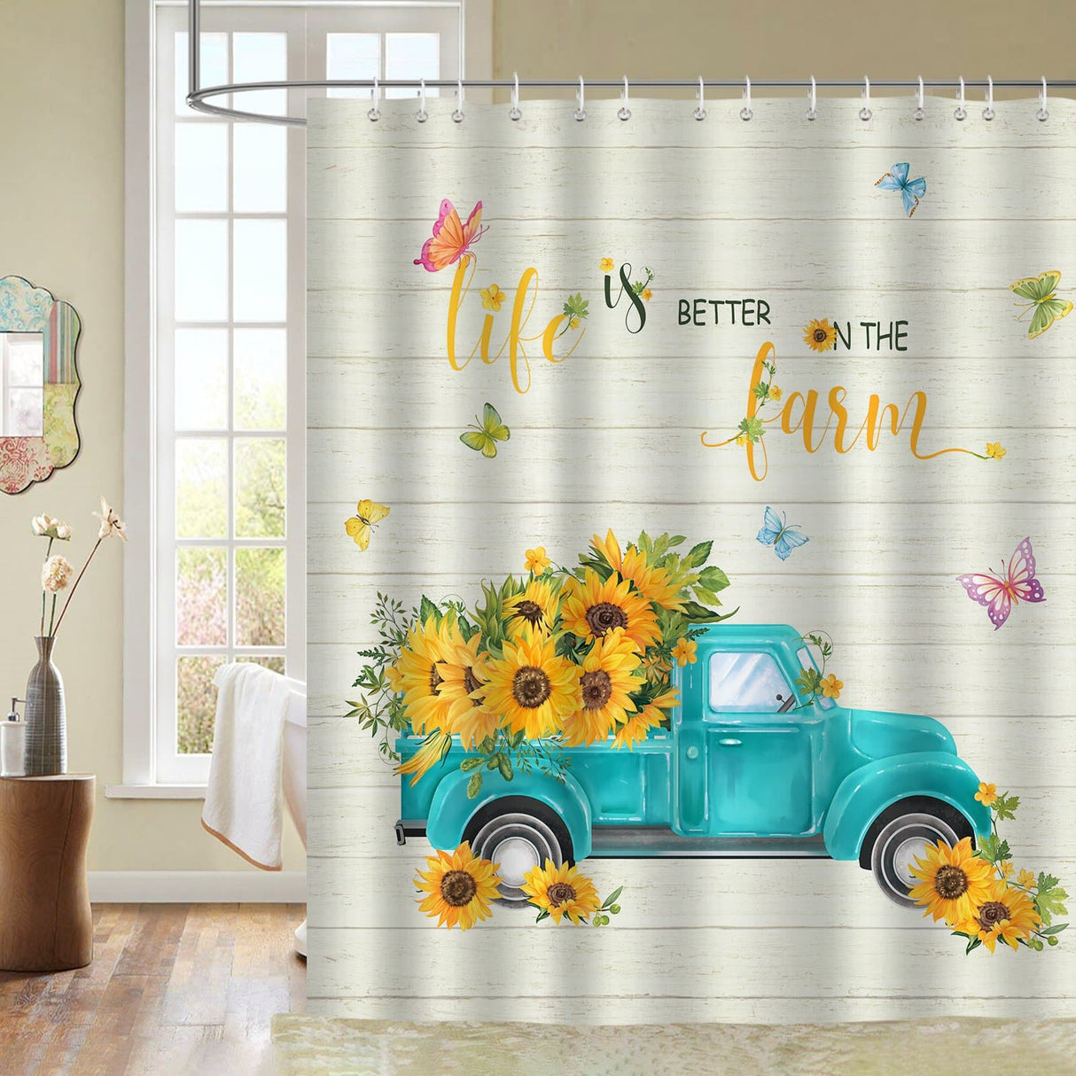 Farmhouse Sunflower Shower Curtain