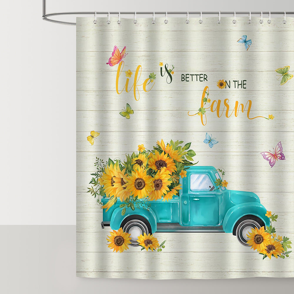 Farmhouse Sunflower Shower Curtain