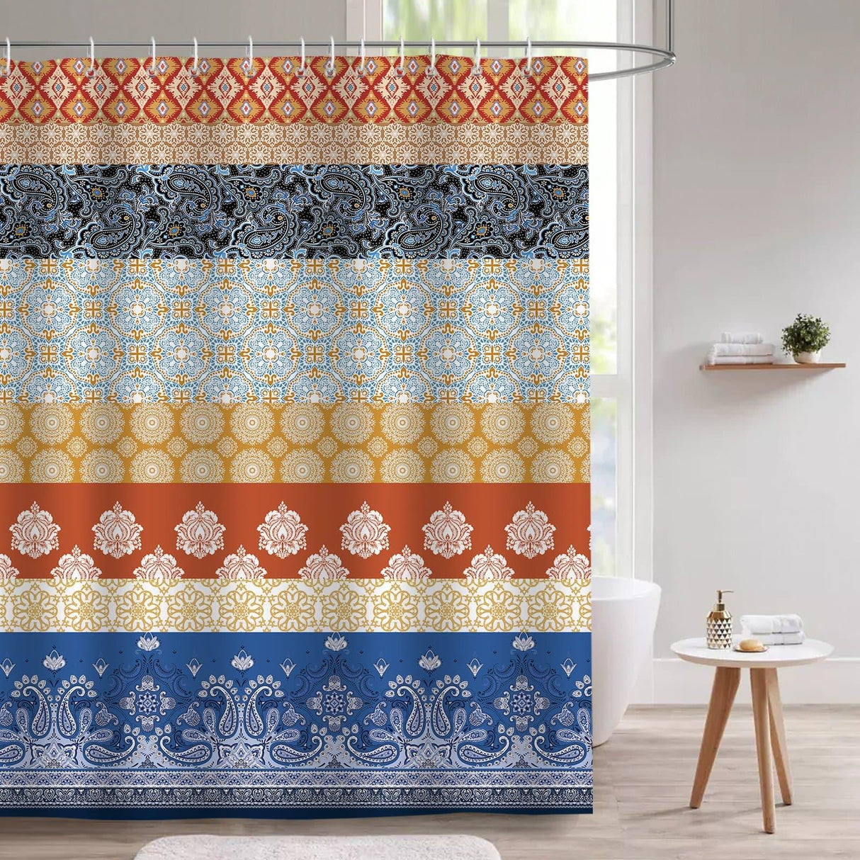 Boho Colorful Striped Shower Curtain