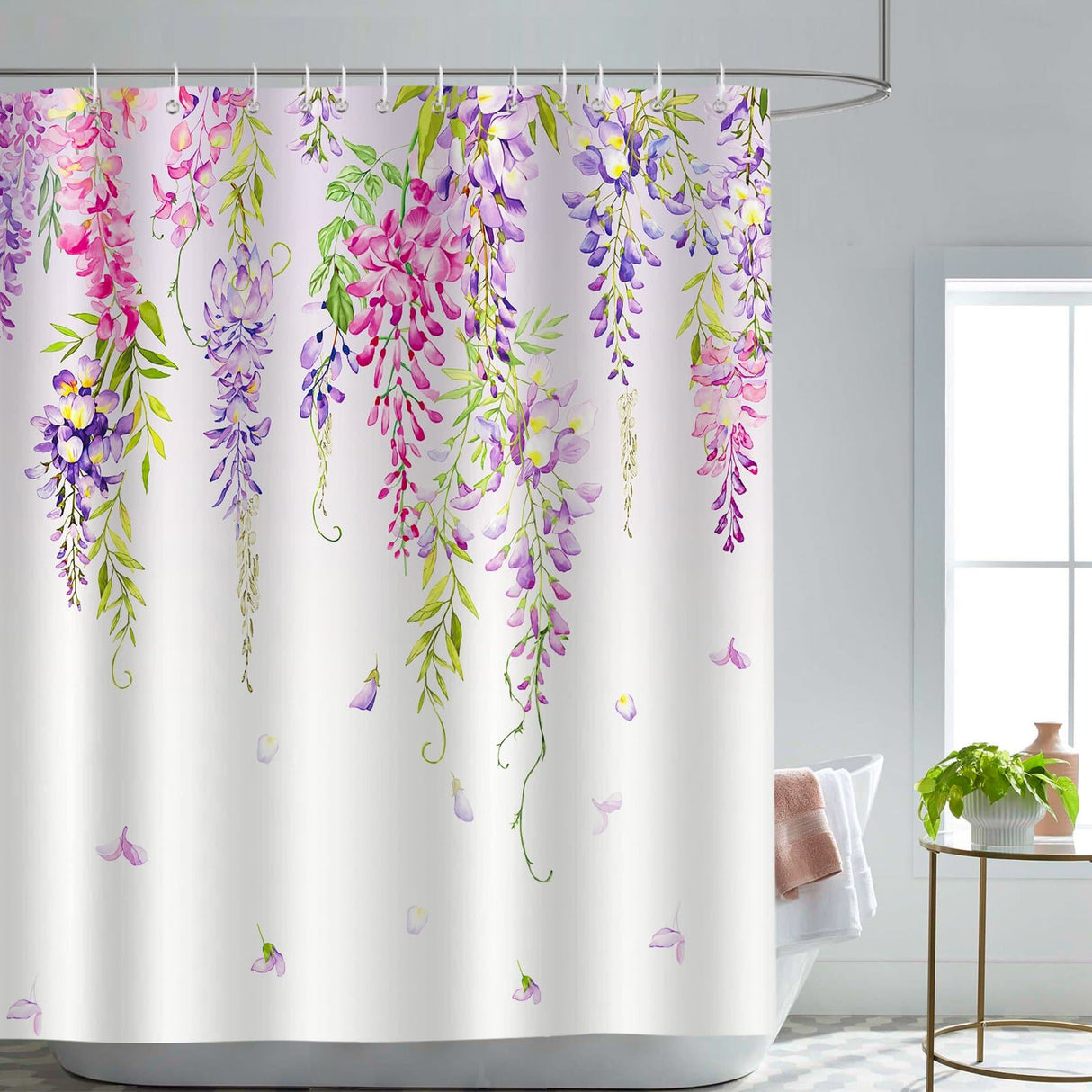 Purple Wisteria Flower Shower Curtain