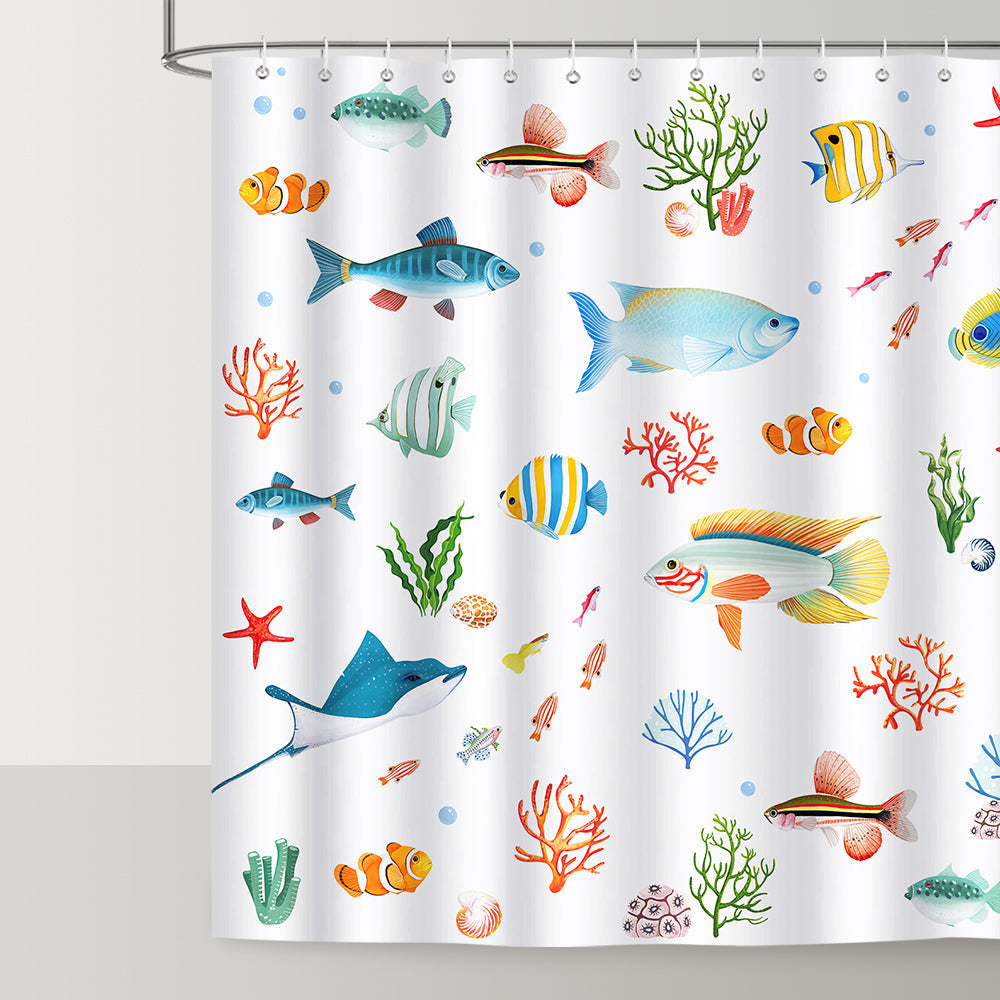 Colorful Tropical Fish Shower Curtain