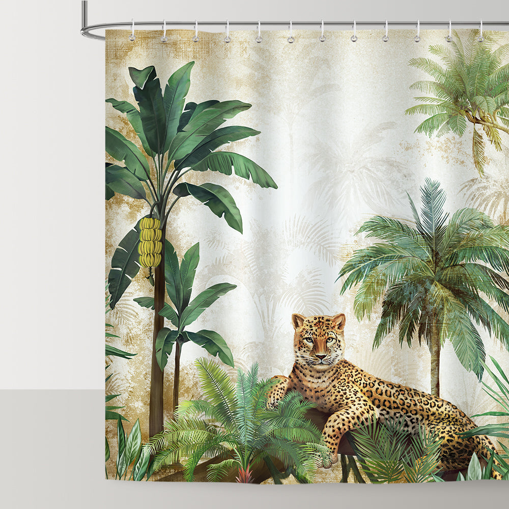 Tropical Leopard Animal Shower Curtain