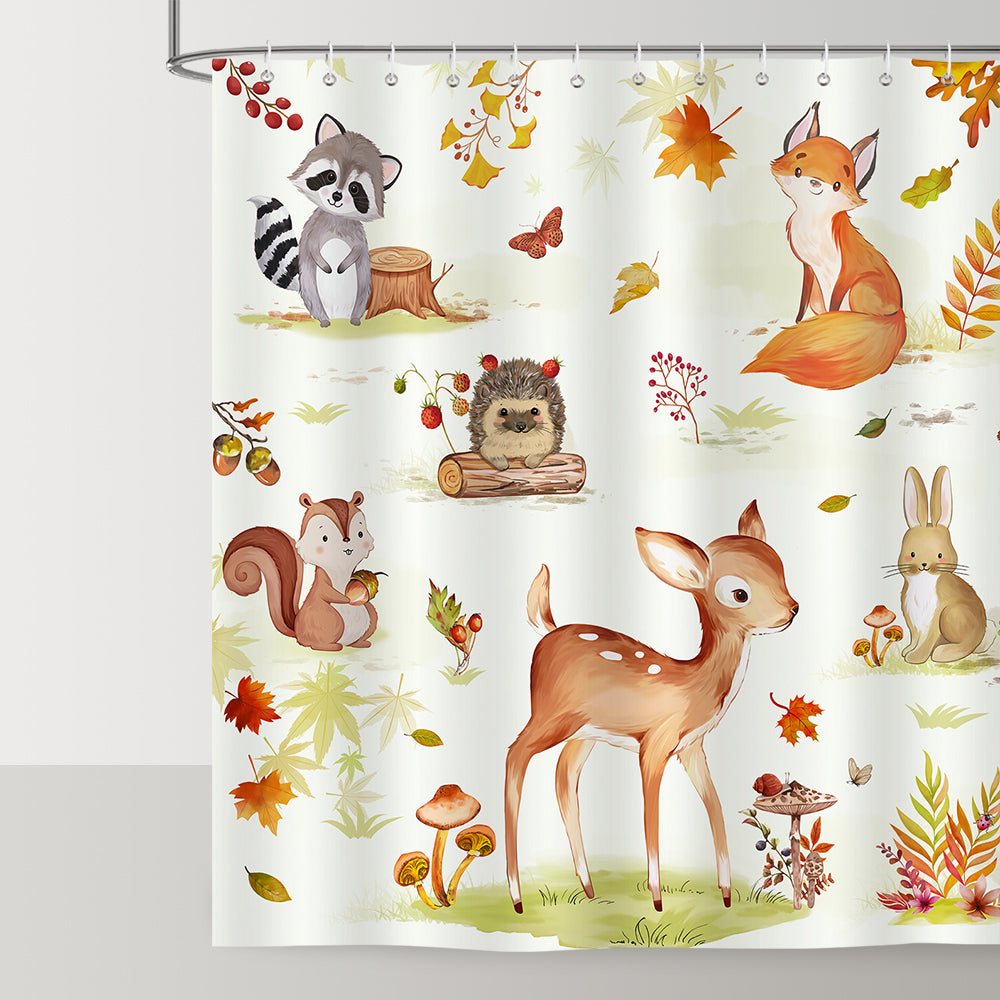 Fall Forest Animals Shower Curtain