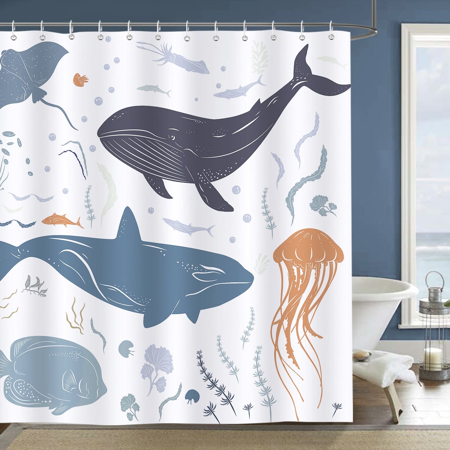 Whale Ocean Shower Curtain
