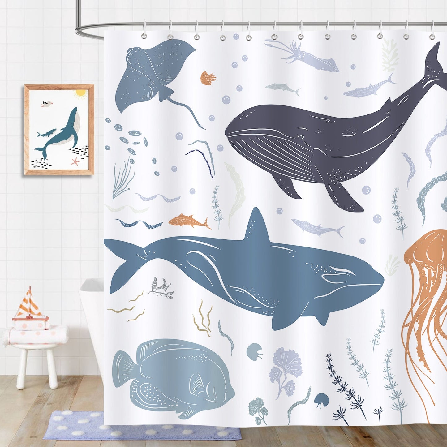 Whale Ocean Shower Curtain