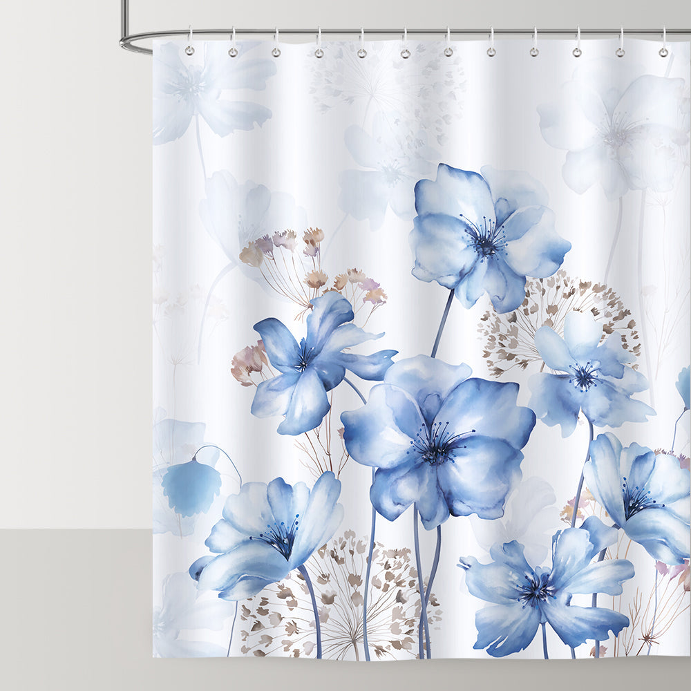 Blue Floral Shower Curtain