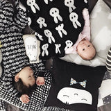 Baby Blanket Black White Cute Rabbit Swan Cross Knitted Plaid For Bed Sofa Bed Spread Bath Towels Play Mat Gift