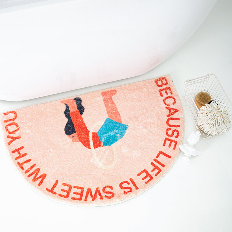 Bent Down Girl Semicircle Bath Mat