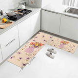 Feblilac Purple Vase Flower and Bird PVC Leather Kitchen Mat by Stacie from US