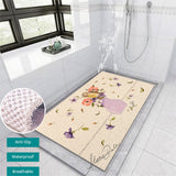 Feblilac Purple Vase Flower and Bird PVC Coil Bathtub Mat and Shower Mat by Stacie from US