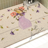 Feblilac Purple Vase Flower and Bird PVC Coil Bathtub Mat and Shower Mat by Stacie from US