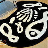 Black Cat White Fish Bath Mat