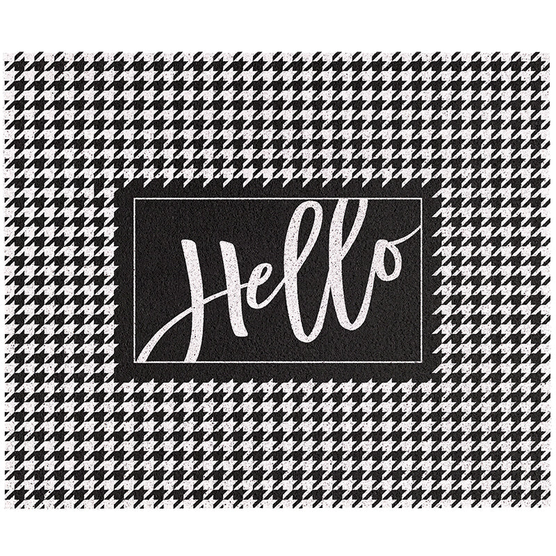 Black and White Hello Entrance Door Mat