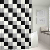 Feblilac Black and White Checkboard Small Pattern Shower Curtain with Hooks, Geometric Bathroom Curtains with Ring, Unique Bathroom décor, Boho Shower Curtain, Customized Bathroom Curtains, Extra Long Shower Curtain