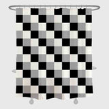 Feblilac Black and White Checkboard Pattern Shower Curtain with Hooks, Geometric Bathroom Curtains with Ring, Unique Bathroom décor, Boho Shower Curtain, Customized Bathroom Curtains, Extra Long Shower Curtain