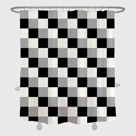 Feblilac Black and White Checkboard Small Pattern Shower Curtain with Hooks, Geometric Bathroom Curtains with Ring, Unique Bathroom décor, Boho Shower Curtain, Customized Bathroom Curtains, Extra Long Shower Curtain