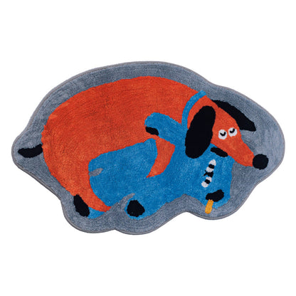 Blue Bear and Orange Dog Bedroom Mat