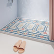 Blue White Pattern PVC Bathroom Mat