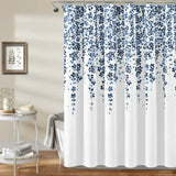 Feblilac White Flowers and Vines Red Ground Shower Curtain with Hooks, Bloom Floral Bathroom Curtains with Ring, Unique Bathroom décor, Boho Shower Curtain, Customized Bathroom Curtains, Extra Long Shower Curtain