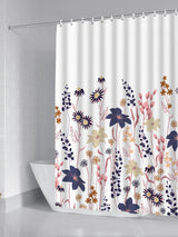 Feblilac Blue Pink Yellow Flowers Shower Curtain with Hooks, Animal Bathroom Curtains with Ring, Unique Bathroom décor, Boho Shower Curtain, Customized Bathroom Curtains, Extra Long Shower Curtain