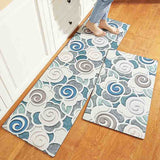 Feblilac Blue and Grey 3D Flower PVC Leather Kitchen Mat