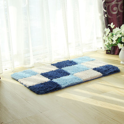 Feblilac Blue and White Checkerboard Pattern Ultra Soft Bathroom Rug, Multiple Sized Bathroom Rug, Plush Water-Absorbent , Multiple Sized Anti Slip Toilet Mat, Black and White Thick Bathroom Carpet, Art Bathroom Mats, Best Bath Rugs, Hot Shower Mat