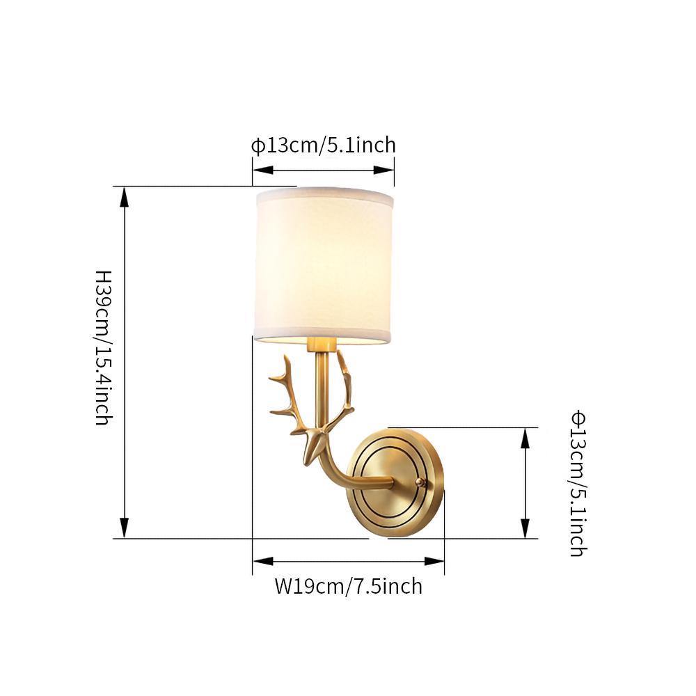 Brass Deer Head Wall Light