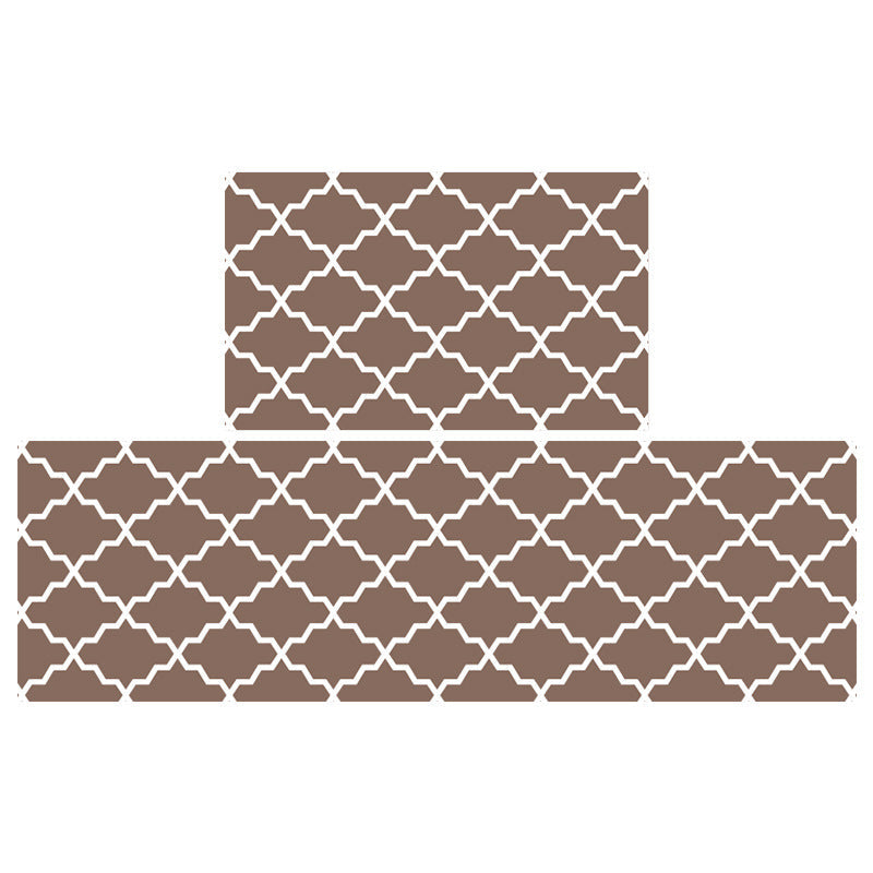 Feblilac Grey/Red/Blue/Brown Water Wave Geometric Pattern PVC Leather Kitchen Mat