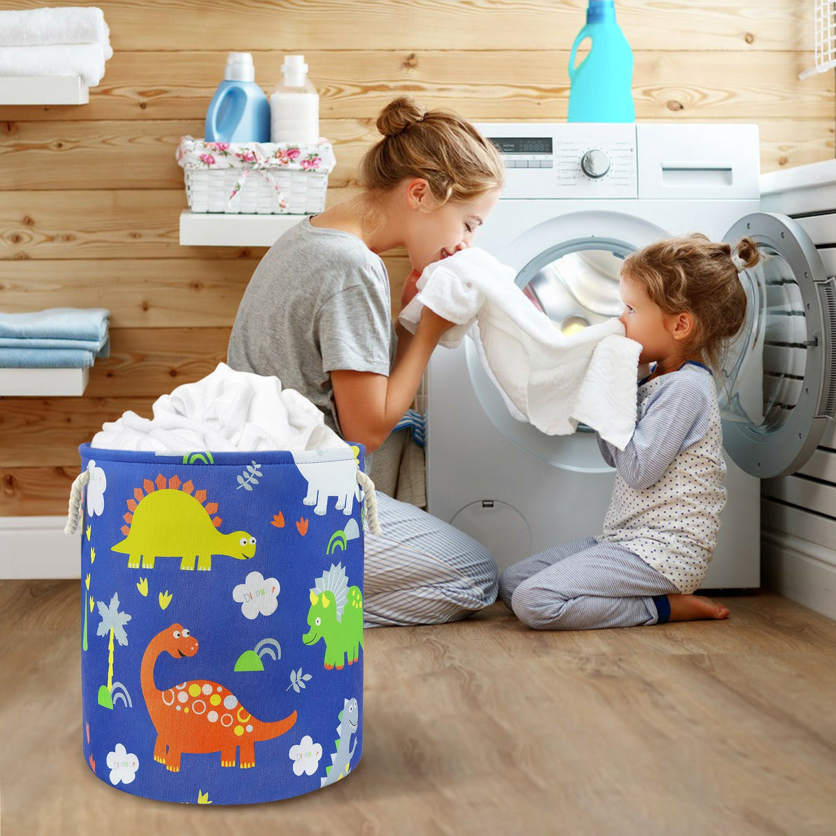 Blue Dinosaur Laundry Basket