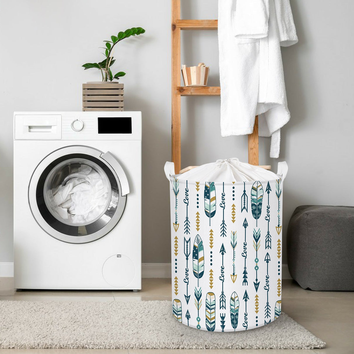 White Arrow Collapsible Laundry Hamper