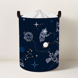 Blue Spaceships Collapsible Laundry Hamper