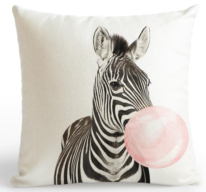 Pink Cushion Decoration Giraffe Koala Zebra Balloon Throw Pillow