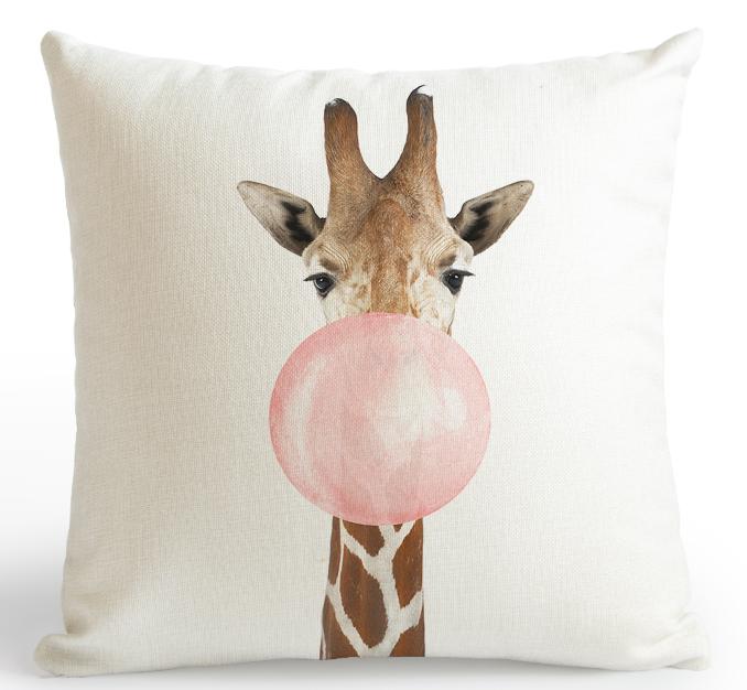 Pink Cushion Decoration Giraffe Koala Zebra Balloon Throw Pillow