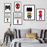Kids Cartoon Superhero Batman Superman Wall Art Poster Print