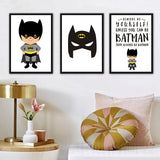 Kids Cartoon Superhero Batman Superman Wall Art Poster Print