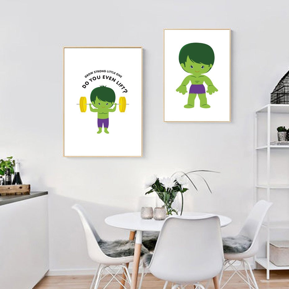 Kids Cartoon Superhero Batman Superman Wall Art Poster Print