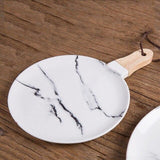 Cleo Ceramic Plates with Wood Handle