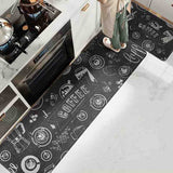 Feblilac Coffee Black PVC Leather Kitchen Mat