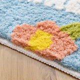 Country Style Cute Flowers Blue Bath Mat