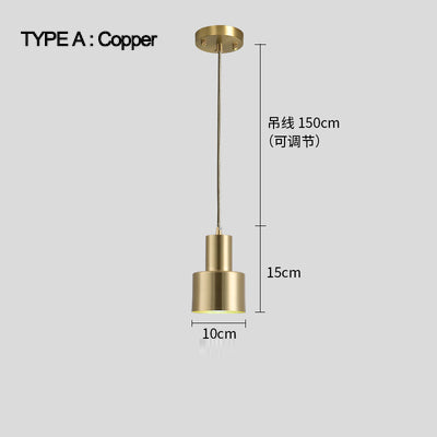 Brass Cylinder Pendant Light