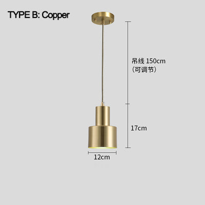 Brass Cylinder Pendant Light