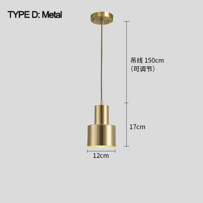 Brass Cylinder Pendant Light
